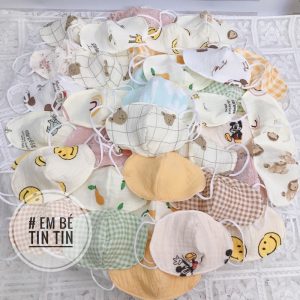 Khẩu trang tròn muslin cho bé ( size 0-2y,2-4y)